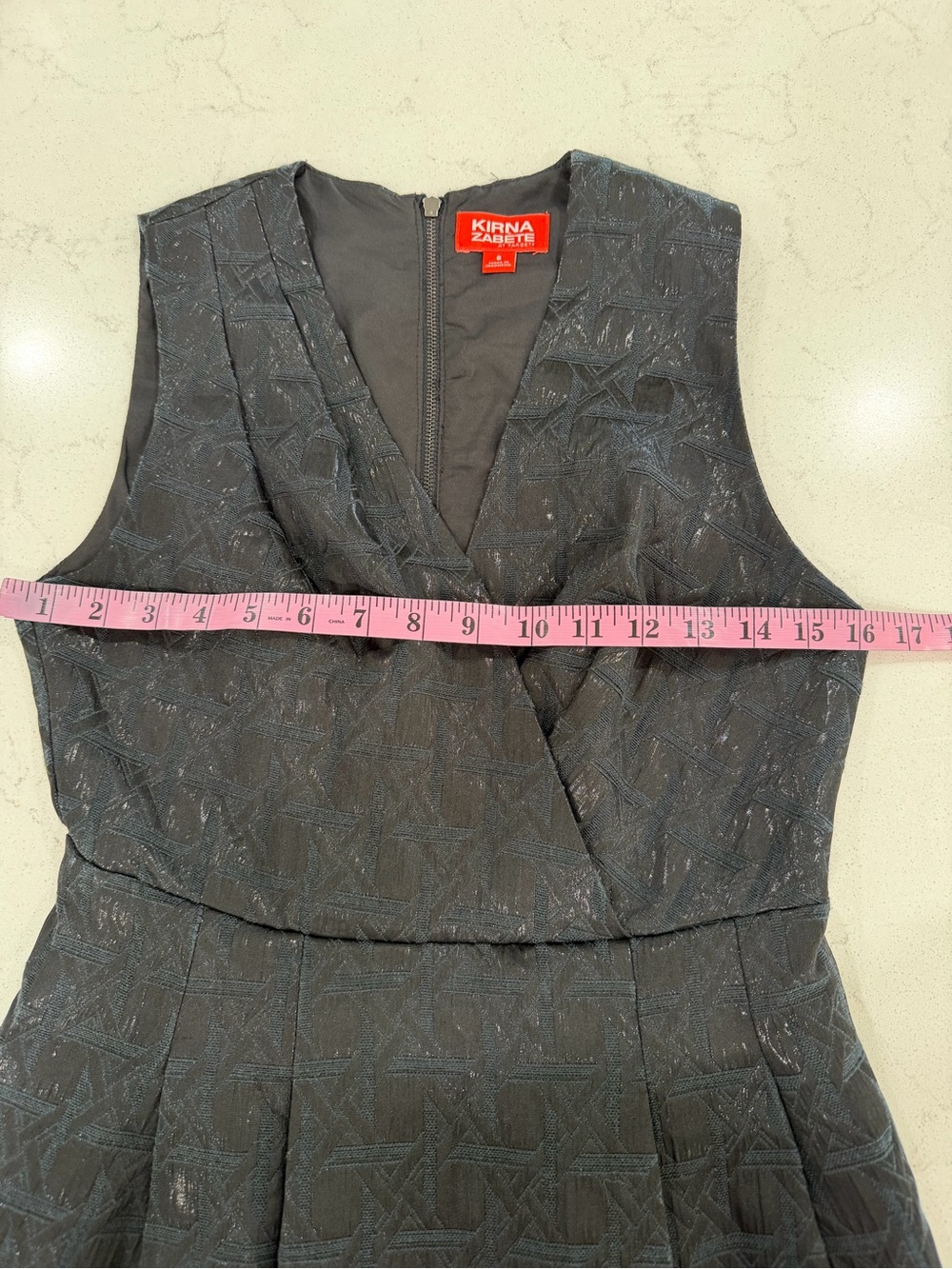 Kirna Zabete Black Textured V-Neck Fit-and-Flare Mini Dress - Picture 8 of 10